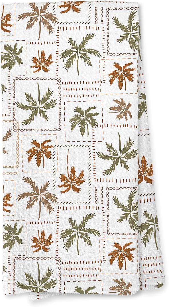 Giosve Tropical Palm Tree Beach Kitchen Towels, Palm Tree Decor Hand Towels for Bathroom, Coastal Beach Dish Tea Towels for Kitchen, Tropical Coastal Bathroom Decor, 16x24 Inch