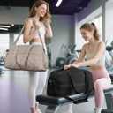 Quilted Puffer Duffle Bag for Women, Gym Bag Women, Ultra Lightweight Weekender Bags for Travel, Brown TILYMOL (37L)