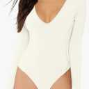 Women's V-Neck Long Sleeve Bodysuit for Women - Sexy & Comfortable Stretchy Top Medium