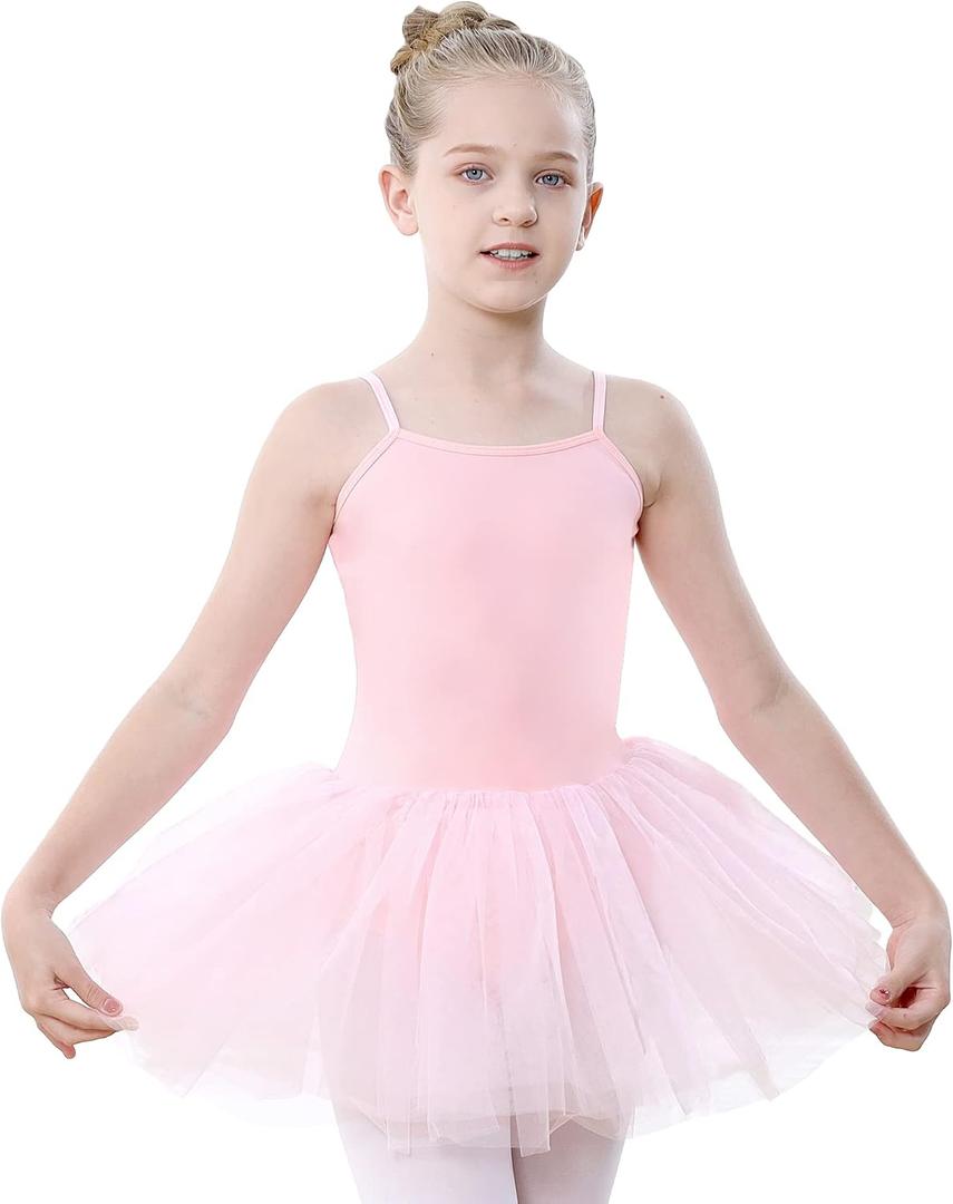 Stelle Toddler Ballet Outfit for Girls Sleeveless Gymnastics Dance Leotard | Camisole Leotards for Girls with Skirt, Spaghetti Strap, Soft Stretch Fabric, Dance Studio, Gymnastics, Outdoor Daily Wear