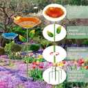 2 Pack Bird Baths for Outdoors, Colorful Metal Bird Bath for Outside, Hummingbird Bath with Five Stakes, Garden Flower Small Birdbath for Garden Decor, 31.3" H x 10.63" Dia (Blue,Yellow)