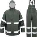 Rain Suit For Men & Women Waterproof Heavy Duty Rain Gear Reflective Jacket for Fishing Outdoor Work Raincoats (X-Large, Green)
