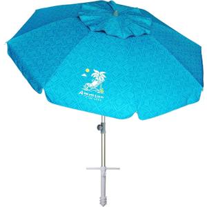 AMMSUN 7ft Heavy Duty High Wind Beach Umbrella with Sand Anchor & Tilt Sun Shelter UV 50+ Protection Outdoor Sunshade Umbrellas Carry Bag for Patio Garden Pool Backyard Teal, Large