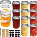 ComSaf Small Mason Jars 8 oz - 12 Pack, Regular Mouth Mason Jar with Lids and Seal Bands, Small Glass Canning Jar for Spice, Jam, Honey, Jelly, Dessert, Shower Wedding Favors, DIY Candles Decor