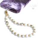 DALSTONE Authentic Gemstone Beaded Phone Wrist Strap, Detachable Phone Bracelet Strap with Tether Tab (White Marble)