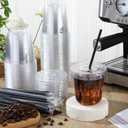 Ziliny 50 Set Clear Plastic Cups with Lids and Straws, PET Disposable Iced Coffee Cups for Drinking Cold Beverage Juice Parfait Smoothie Milkshake Shop Party Supplies (Clear Cup,Black Straw,12 oz)