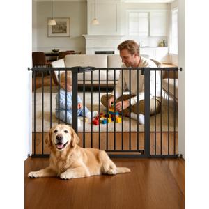 Babelio 36" Tall Baby Gate, Press Guard P7, 29-55" Auto Close Pressure Mounted Dog Gate for Doorways & Hallway, Basics Easy Walk Thru Pet Gate, Extra Wide Metal Child Gate, Black