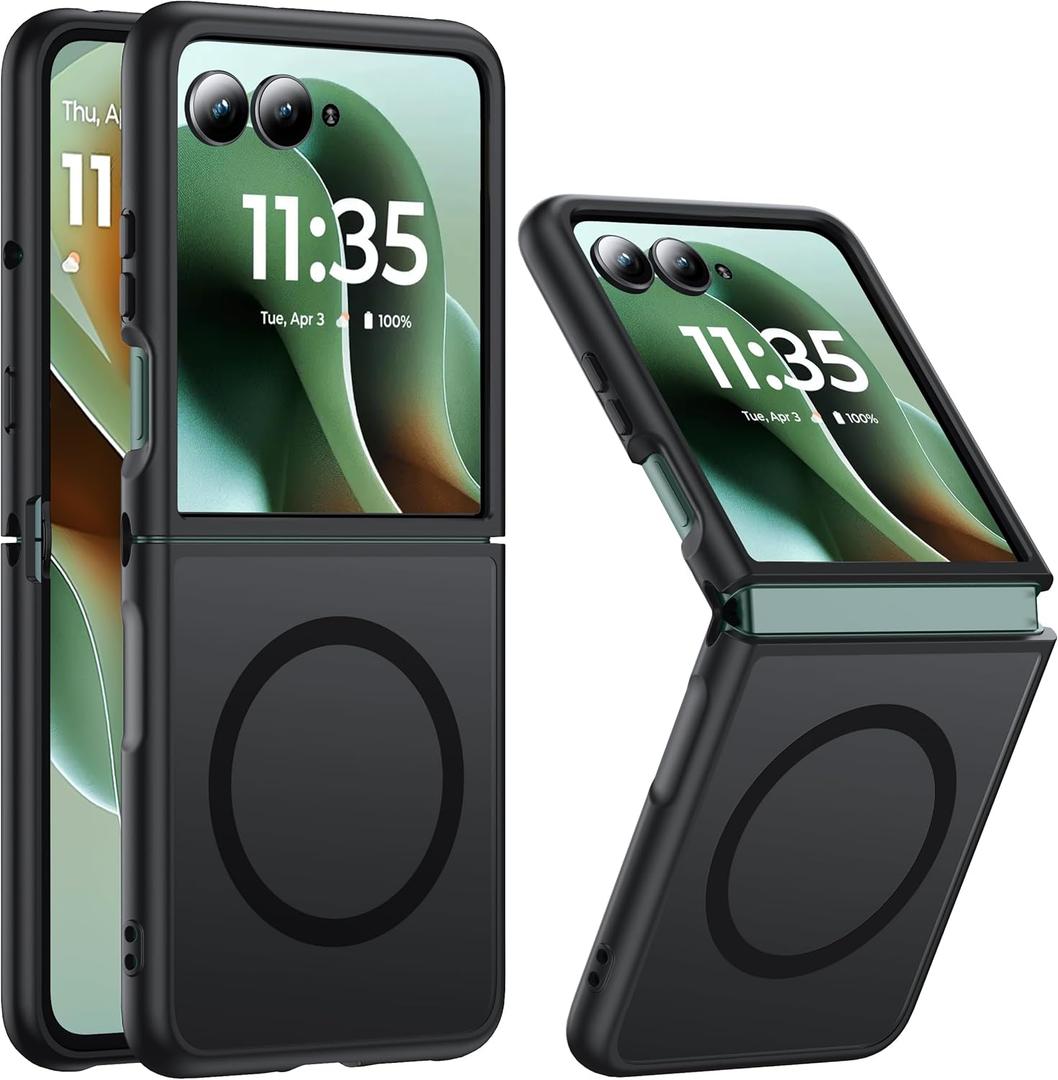 NO.1 Magnetic for Motorola Razr Ultra 2025 Case Compatible with MagSafe[Military Shockproof][Translucent Matte][Anti-Fingerprint] Soft Silicone Bumper for Moto Razr Ultra 2025 Case Slim,Black