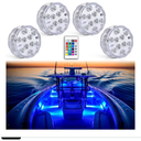 Seaponer Boat Lights Wireless Battery Operated, Waterproof Marine Led Light for Deck Courtesy Interior Lights, Fishing Kayak Duck Jon Bass Boat, RGB Multi Color Remote Controlled, 4Pcs