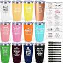 iAOVUEBY 12 Set Employee Appreciation Gifts Bulk, Christmas Gifts for Coworkers Teachers Nurses, 12OZ Inspirational Stainless Steel Tumbler Makeup Bags Pen Thank You Gift For Women Men Team Staffs