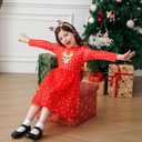 Toddler Girls Christmas Tulle Dress Sequin Princess Party Dresses Long Sleeve Xmas Clothes 2-6 Years (Red)