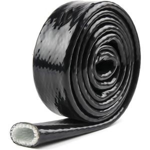 YSIL 1" ID 3.3FT Heat Shielded Fire Thermo Armor Fire Sleeve Silicone Coated Fiberglass Heat Protection for Automotive Hose Cable Lines & Electrical Wiring Black