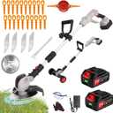 Electric Weed Wacker Eater Cordless String Trimmer Battery Powered, 21V/4000mAh Grass Trimmer Battery Operated Brush Cutter, 3 in 1 Lightweight Weed Trimmer/Lawn Edger/Trimmer Edger for Yard Garden