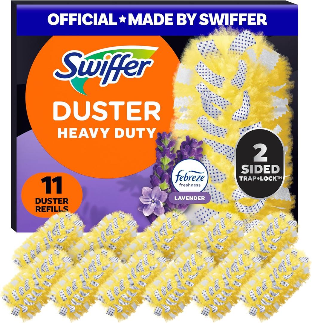 Swiffer Dusters Refill for Cleaning, Feather & Microfiber Duster Disposable Alternative, for Dusting Furniture, Blinds, Ceiling Fans, Walls, Helps Remove Allergens, Heavy Duty, Lavender, 11ct