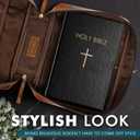 ELIZO Leather Bible Cover for Men Bible Case Women Holder Carrying Organizer Wrap Sleeve Protector Christian Religious Gift Cross Bookmark Large Antique Brown