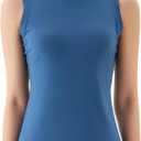 Women's Open Back Workout Tank Tops  Sleeveless Yoga Tops for Women Long Fit Moisture Wicking Athletic Shirts Heather Blue 2XL