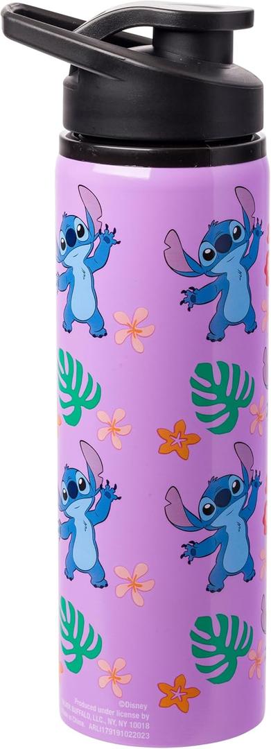 Silver Buffalo Disney Lilo and Stitch Tropical Sitting Stitch Double Walled Stainless Steel Water Bottle, 25 Ounces