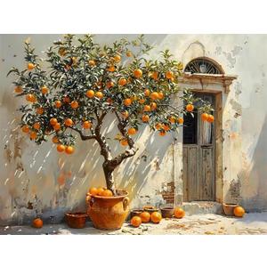 2 x CSZPPQAF Orange Tree Paint by Number Kit for Adults, Fruit Paint by Number Kits on Canvas, DIY Color Vintage Oil Painting for Farmhouse Kitchen Living Room Bedroom Decor 12X16inch
