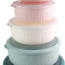 COOK WITH COLOR Prep Bowls with Lids- Wide and Deep Nesting Plastic Small Mixing Bowl Set with Lids, 12 Piece Set - Wide Bowls, Teal and Pink