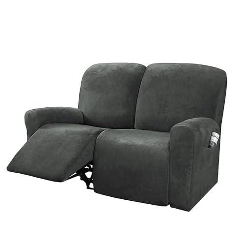 NORTHERN BROTHERS Recliner Chair Covers, Stretchy Recliner Couch Covers, Lazy Boy Velvet Chair Covers, Sofa Cover (Dark Grey, loveseat)
