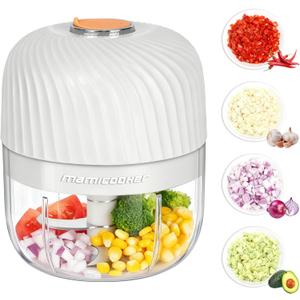 Electric Garlic Chopper, Mini Portable Veggie Chopper, 250ML Garlic Grinder Masher Onion Grinder, Blender to Vegetable, Wireless Food Processor for Ginger, Chili, Fruit, Meat, etc (White)