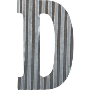 COLLECTIVE HOME - 12" Metal Letter Wall Decor, Galvanized Steel Numbers, Rustic Hanging Decor Symbols, Corrugated Metal Decoration, House Number (D)