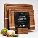 Acacia Wood Cutting Boards for Kitchen, Non-Toxic Cutting Board Set of 2, Chopping Boards with Deep Juice Groove for Meat, Cheese & Vegetables - Eco-Friendly & Medium & Small Sizes
