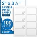 2" X 3.5" Matte White Printable Labels for Inkjet and Laser Printers - 100 Sheets, 800 Total Custom Stickers for Shipping Labels, Product Labeling, Addresses - Spartan Industrial Template R027