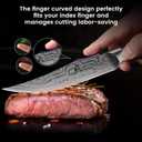 CoquusAid Steak Knives Set of 8, 4.8 Inch Straight Edge Ultra Sharp Durable Meat knives with Rest, High Carbon Stainless Steel Damascus Pattern Triple Rivet Handle, Ideal for Home Restaurant Party