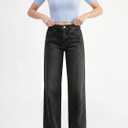 EMMIOL Womens Jeans Straight Leg,Mid-High Rise Baggy Denim Pants,Boyfriend Wide Leg,Loose Fit with Pocket,Runs Small; Size Up (Black, M)