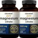 NatureBell 2 Pack Pure Magnesium Citrate 500mg, 480 Capsules | High-Purity Elemental Form | Non-GMO, Gluten-Free