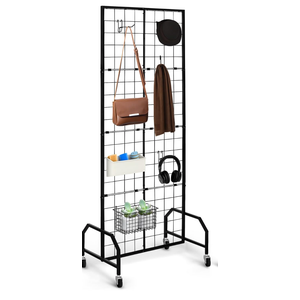 Gridwall Panel Display Stand，Freestanding Double-Sided Display Rack，Heavy-Duty Mobile Wire GridWall Display Rack，Easy disassembly，Ideal for Home, Retail, Trade Shows, Craft Display Stands (1Pcs)