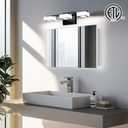 LED Modern Bathroom Light Fixtures, 3-Light Dimmable Vanity Lights with 5 Color Modes, Matte Black Acrylic Bathroom Wall Lighting Fixtures Over Mirror, 2700K- 6500K Adjustable, 18 Inch, ETL Listed