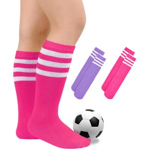 Kids Toddler Youth Soccer Socks Knee High Tube Socks for Boys Girls (Pink, M)