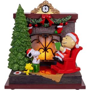 Peanuts Kurt Adler Battery Operated Musical Santa Fireplace