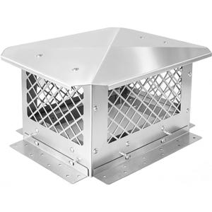 Stainless Steel Chimney Cap, Fireplace Chimney Flue Cover with Adjustable Metal Strips & Bolts Screws, Heavy Duty Chimney Top Cap for Fireplace & Stove Flue Protection (9" x 13")