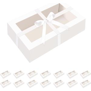 HAPPY POTATO 15 Pack Macaron Boxes for 12, 7.241.9 Inches, Macaron Packaging Boxes, White Macaron Boxes with Clear Window, Macaron Container Packaging Boxes with Ribbon