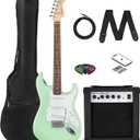 Fender Squier Stratocaster Electric Guitar - Surf Green Bundle with Amplifier, Gig Bag, Cable, Strap, Picks, and Austin Bazaar Instructional Video