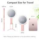 LitBear Travel Makeup Mirror with Lights, Rechargeable Double-Sided 10X/1X Magnifying Mirror, Portable Lighted Beauty Mirror, 3 Color Lighting, Dimmable Touch Screen, Tabletop Handhold Hanging (Pink)