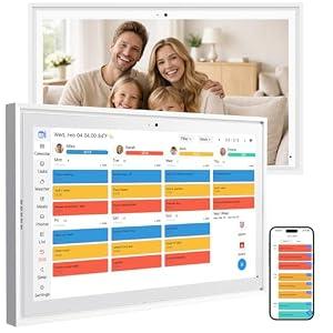 15.6 Inch Digital Calendar Touchscreen, Smart Family Electronic Calendar & Wall Planner with Schedule, Chore Chart, Meal Planner, Tasks, Wall & Desk Display, Digital Picture Frame Mode