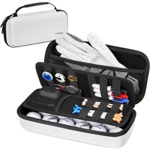 YOREPEK Golf Glove Case with Removable Glove Shaper, Golf Gifts for Men with 2 Dividers, Protective Hard Shell Golfing Organizer Fits Balls, Tees, Markers, Divot Tool, Accessories, Black (White)