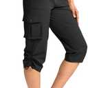 Pudolla Women's Cargo Capri Pants Lightweight Quick Dry Hiking Pants Summer Travel Casual Capris with 5 Pockets (Black Small)
