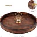 16 Inches Extra Large Round Black Walnut Wood Ottoman Tray with Handles, Serve Tea, Coffee or Breakfast in Bed, Classic Circular Wooden Decorative Serving Tray