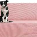 KEKUOU Stretch Oversized Sofa Slipcover 1 Piece Couch Sofa Cover (94"-110") Furniture Protector 4 Seater Sofa with Elastic Bottom for Kids,Pet.Jacquard Checked Pattern Fabric(X Large,Dusty Pink)