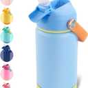 Kerilyn 12oz Kids Water Bottle, Stainless Steel Insulated Water Bottle for Kids, Toddler Cup with Straws Leak-Proof, Kids Water Bottles for School Boys Girls, BPA Free, Sky