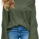 Saodimallsu Womens Off One Shoulder Sweaters Boat Neck Cable Knit Long Lantern Sleeve Loose Fall Trendy Pullover Tops (Medium)