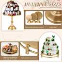 Tioncy Set of 6 Gold Cake Stand Round Metal Cake Stands Antique Gold Dessert Display Cupcake Pastry Candy Display Plate for Wedding Birthday Party Event Bridal Celebration Table(Simple)
