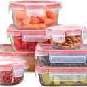 Pyrex Freshlock (7Pack) Glass Food Storage Containers Set, (1, 2, 4 Cups) Airtight & Leakproof Plastic Locking Lids BPAFree, Meal Prep Containers Set, Freezer Dishwasher Microwave Safe
