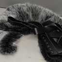 4 Pcs Halloween Viking Costume Set Viking Faux Fur Collar Belt Leather Gauntlet Wristband Medieval Viking Costume (Black Color)