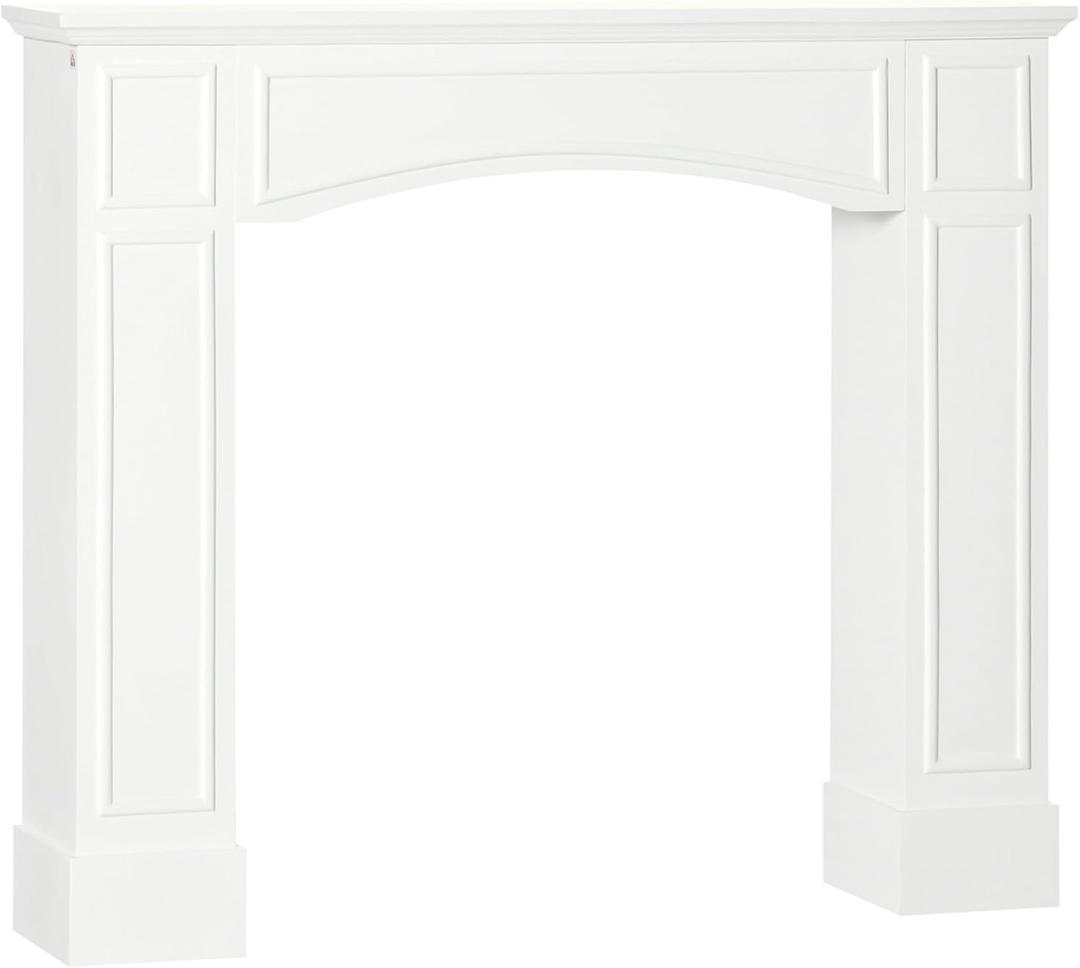 HOMCOM Modern Fireplace Mantel, Surround Mantels for Fireplace with Decorative Pattern Interior Width 29" White